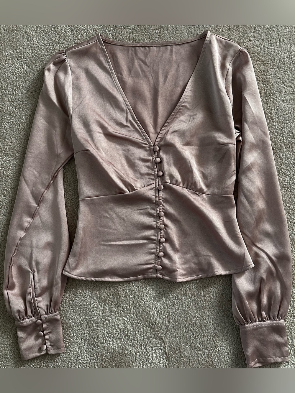 Hollister Women’s Satin Button-Front V-Neck Blouse - Dusty Rose